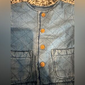 Quilted Denim Jacket with Wooden Buttons